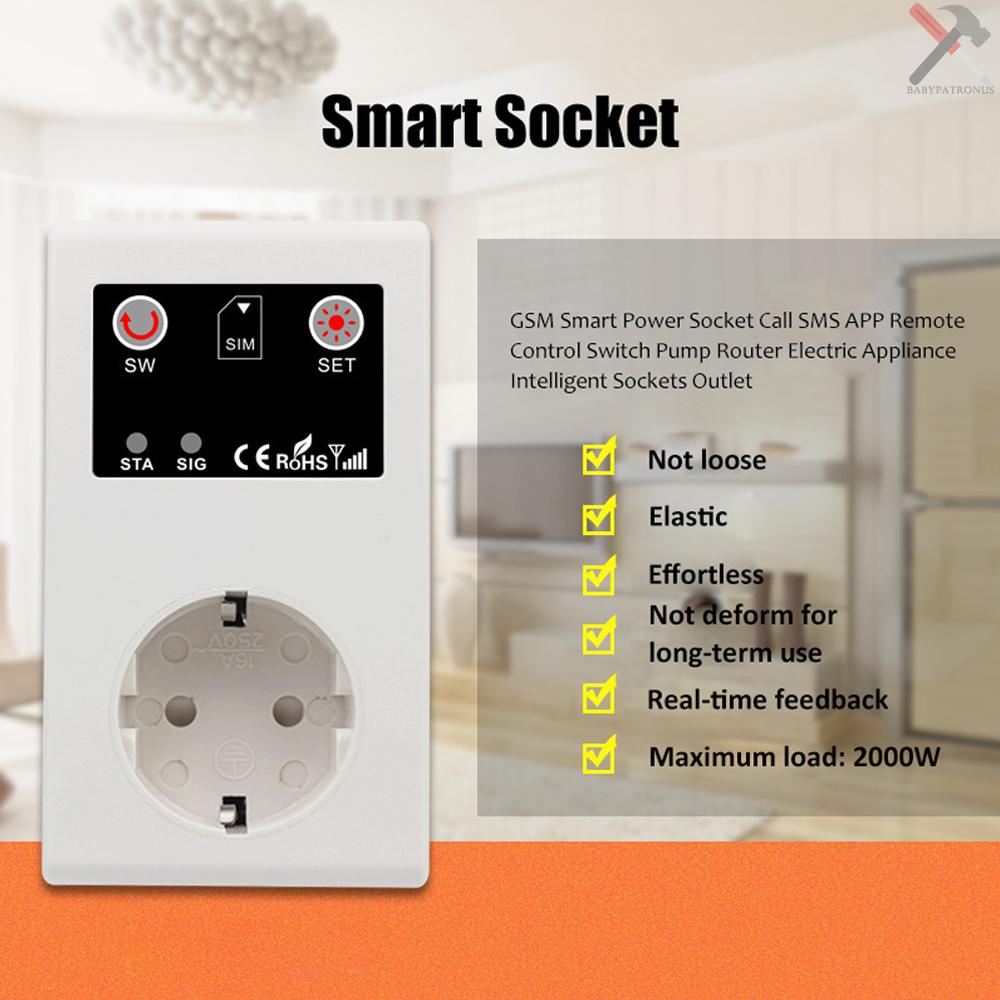 Gsm Intelligent Power Socket Call SMS APP Remote Control Switch Pompa Router Alat Listrik Stop Kontak Cerdas