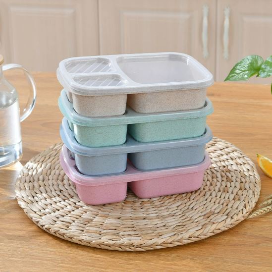 Tempat Makan Kotak Bekal Microwavable Oven Lunch Box Kotak Makan Bento 3 Sekat Catering Box