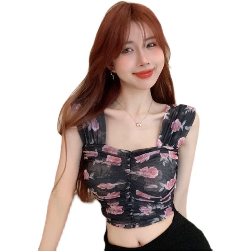 Fashion Western Women's Clothing 2022 Summer One Shoulder Shoulder Navel Kencangkan Klub Kecil Super