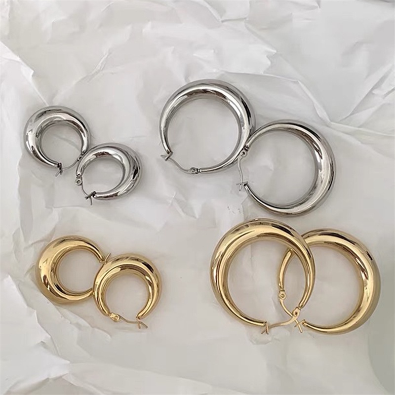 1pasang Perhiasan Fashion Baru droplets oval hoop