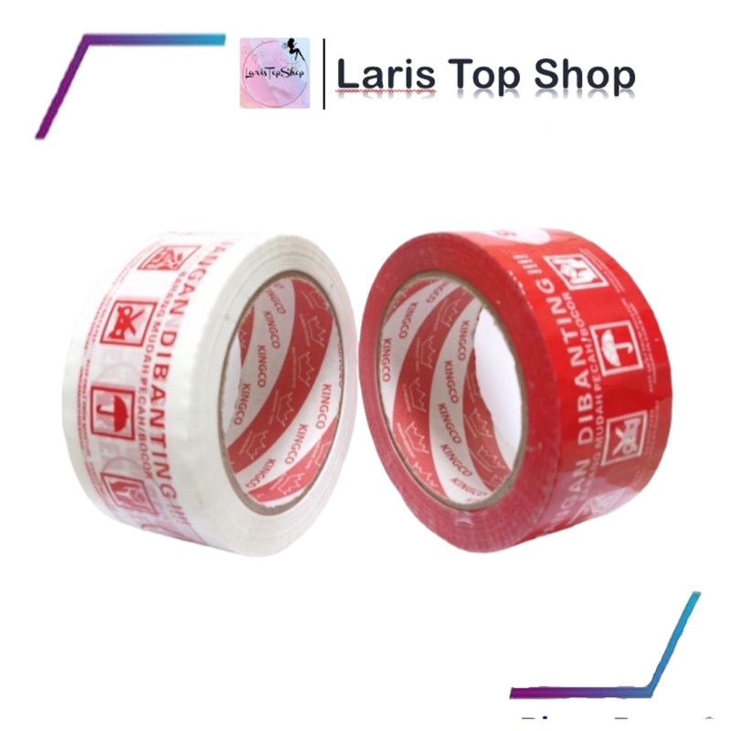 Lakban Bening FRAGILE 48 x 82 cm atau 90 Yard / Lakban Fragile Handle With Care / Isolasi Barang Mudah Pecah Belah