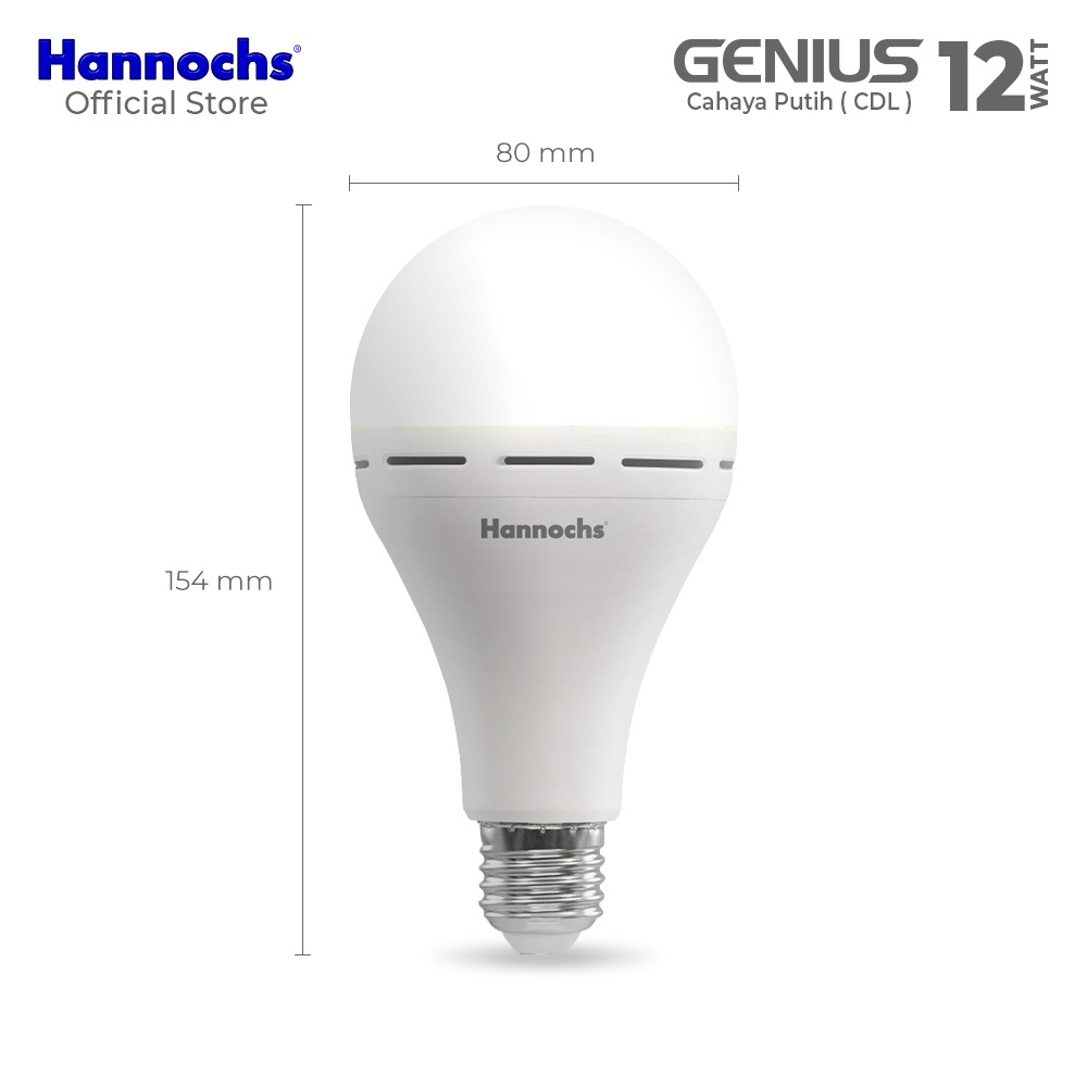 Hannochs Lampu Emergency Led AC/DC Genius 12 watt cahaya Putih