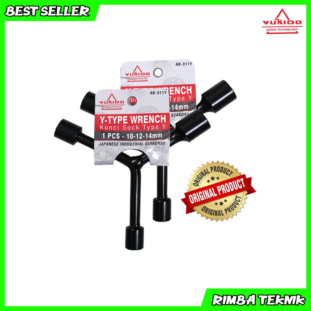 Termurah Kunci Sock Y Hitam 8-10-12 / 10-12-14 / 12-14-17 Yukido Y Socket Wrench Spanner Kunci Y Chrome Vanadium Cr-V