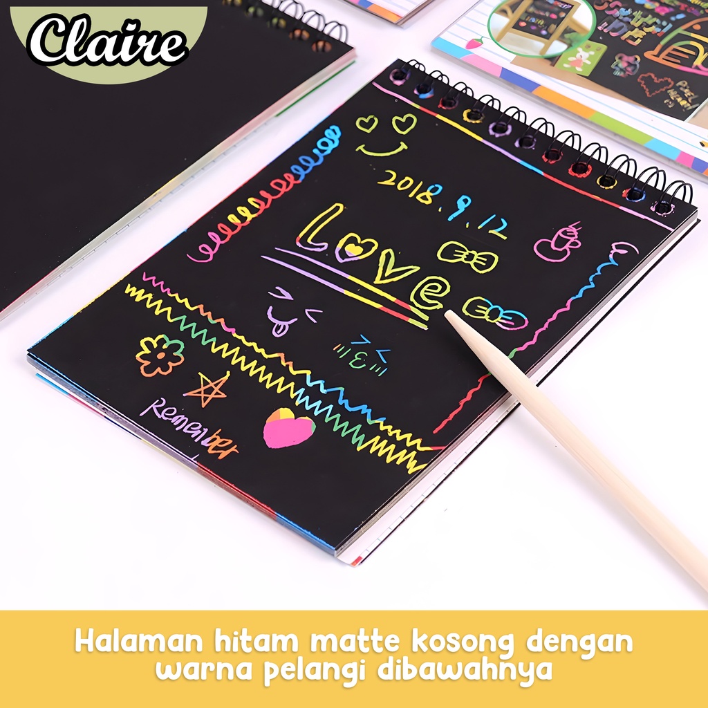 Scratch note /Buku Magic Warna Colourful /mainan Black Cardboard edukasi