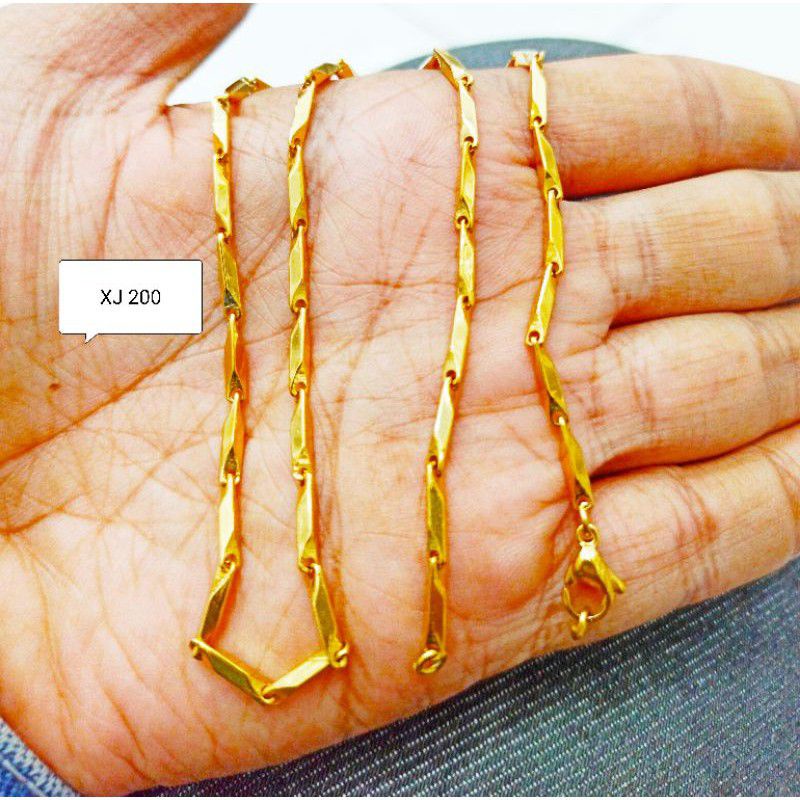 TERLARIS KALUNG TITANIUM MODEL PADI WARNA EMAS XJ 200