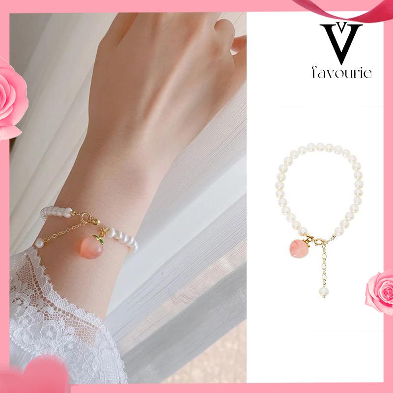 CODGelang Mutiara Persik Pelajar Wanita Niche Design Sisters Couple Best Friends Gelang-FA