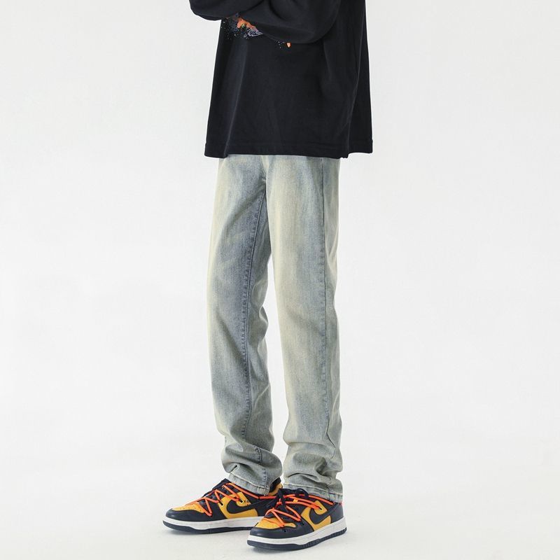 Celana Pria Jeans Kasual Pria Longgar Lurus High Street Vibe Celana Pria