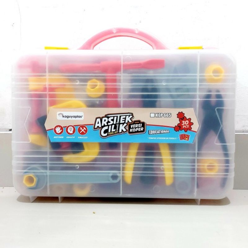 Mainan Arsitek Cilik Koper - Perkakas Tools Set Pertukangan Box Anak Laki Cowok