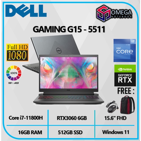 DELL GAMING G15 5511 RTX3060 6GB - I7 11800 16GB 512SSD W11 15.6&quot;FHD 120Hz