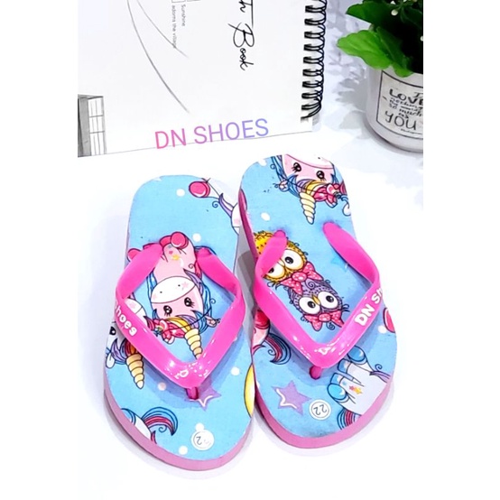 Sandal Anak Perempuan Sandal Jepit Anak Cewek Sandal Flat Anak Cewe Motif Unicorn Biru Lucu