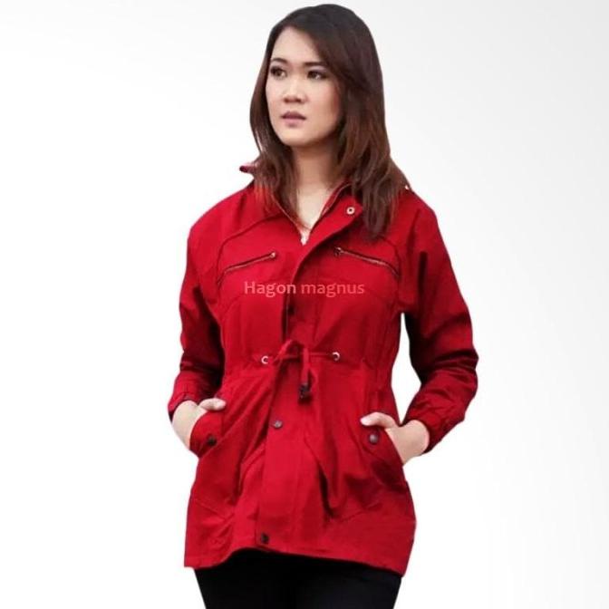 Jaket Parka Wanita Merah Maroon