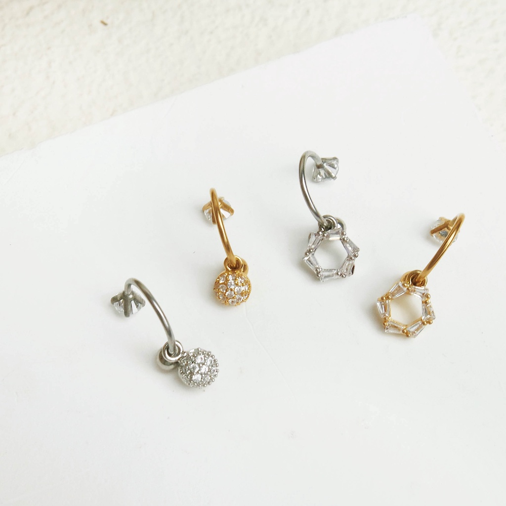 1552 / 1553 - (HARGA 1 BIJI) ANTING PIERCING KARAKTER TINDIKAN HELIX TRAGUS - STAINLESS STEEL