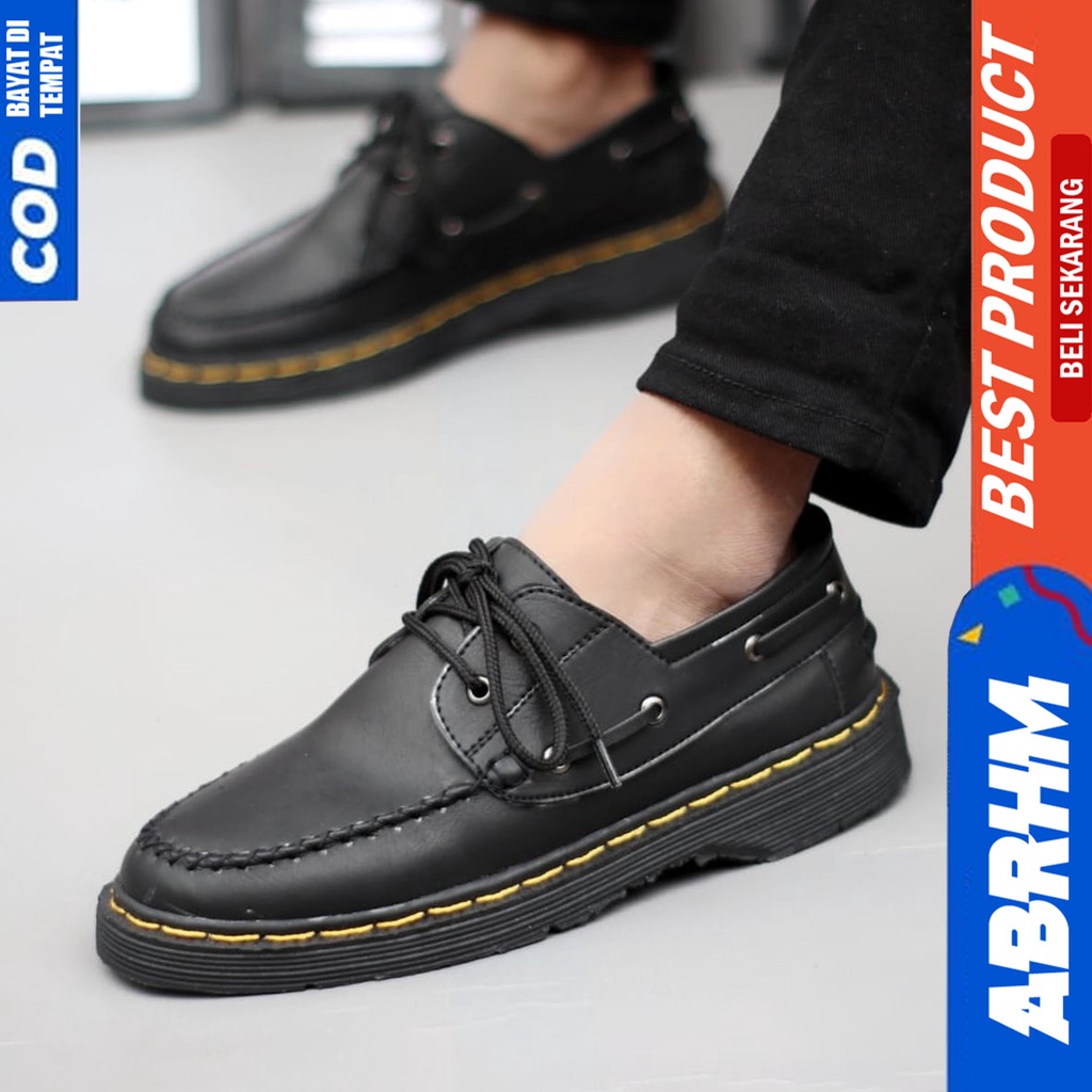 Sepatu Formal Pantofel Docmart Low Boots Kerja Pria Hitam Abrhm HUGO