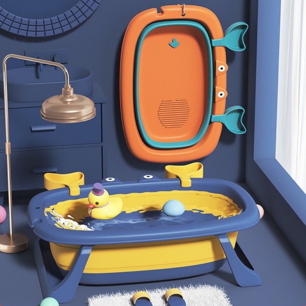 KIDDAILY Bak Mandi Bayi Baby Bathtub Kolam Mandi Bayi Portable Bak Mandi Lipat