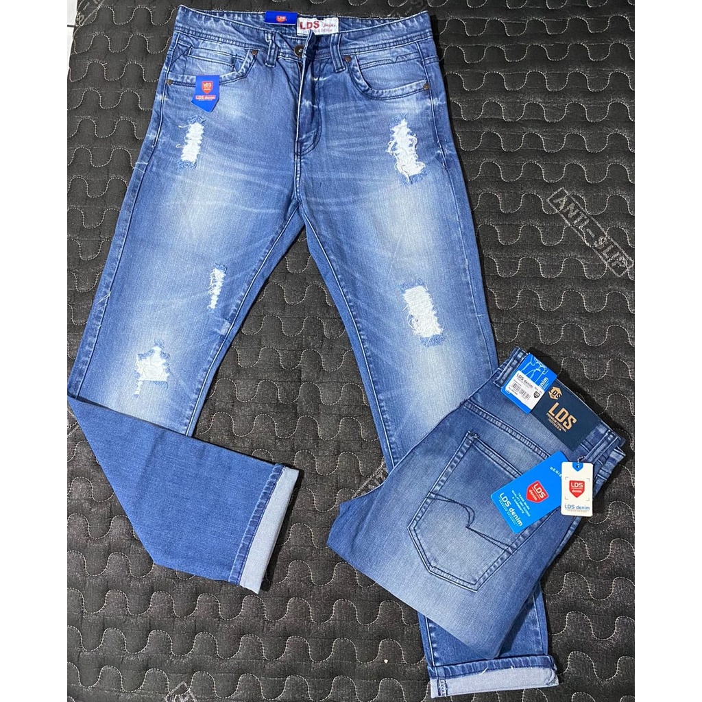 celana jeans pria LDS slimfit distro terbaru model sobek