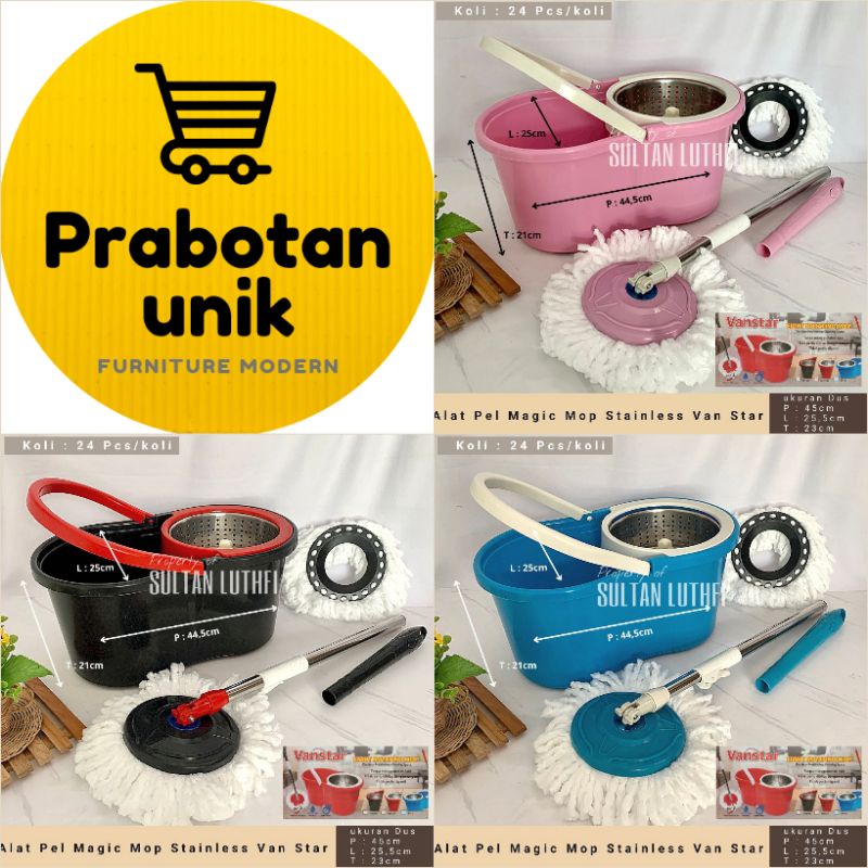 VANSTAR Alat Pel Magic Mop Stainless Steel Pembersih Lantai Praktis