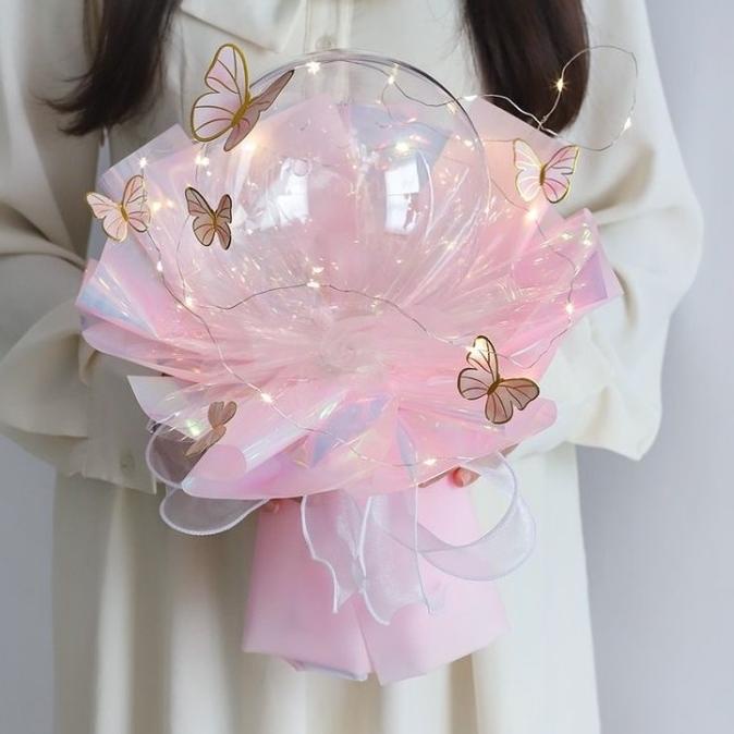 THE BOUQUET BALLOON BUTTERFLY ARTIFICIAL BOUQUET BUCKET BUKET BUNGA HTYJ695464Y