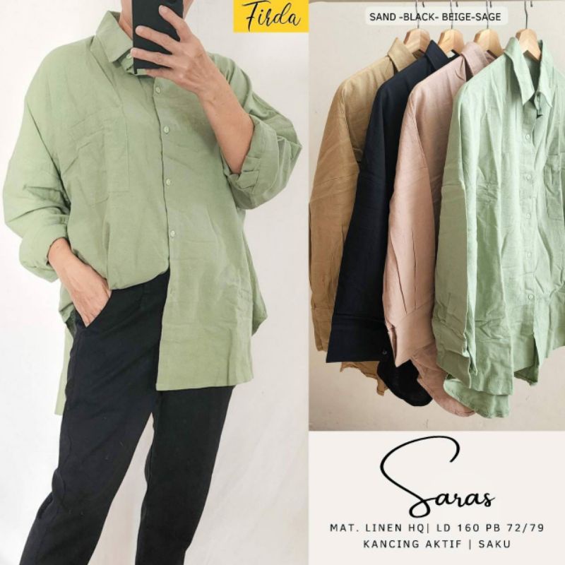 Saras blouse katun linen jumbo ld 160 6XL