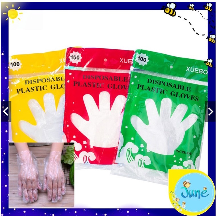 DISPOSABLE GLOVES ISI 100 PER 1 PACK SARUNG TANGAN PLASTIK SEKALI PAKAI #1013