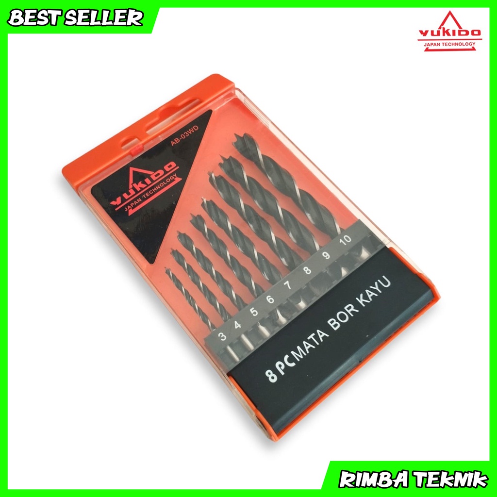 Mata Bor Kayu Set 8 pcs 3mm - 10mm Auger Bit Yukido Wood Working Drill Bit Set Japan Style