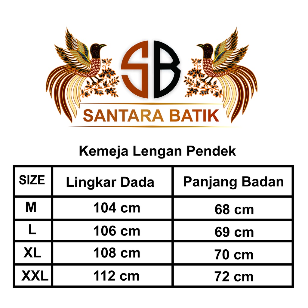 Kemeja batik pria lengan pendek size m l xl xxl