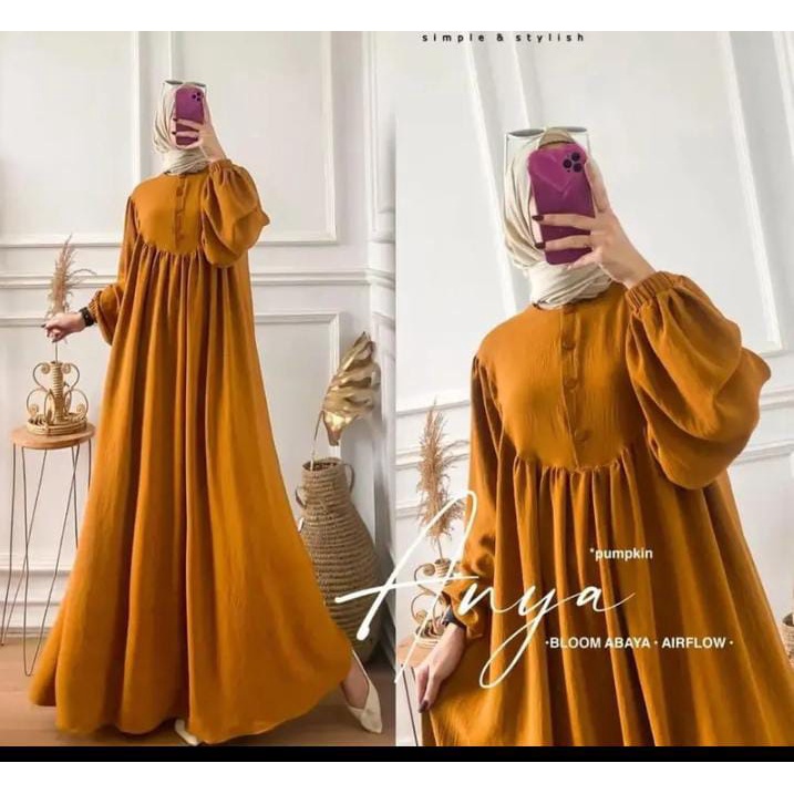 Anya Gamis Crincle Airflow Ld110cm/Gamis Polos Premium/Gamis Jumbo Crincle