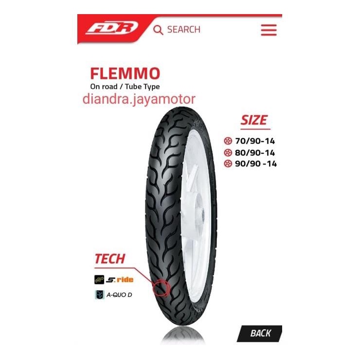 Ban FDR Flemmo 90/90 - 80/90 - 70/90 ring 14 ban harian motor matic beat vario mio non tubles