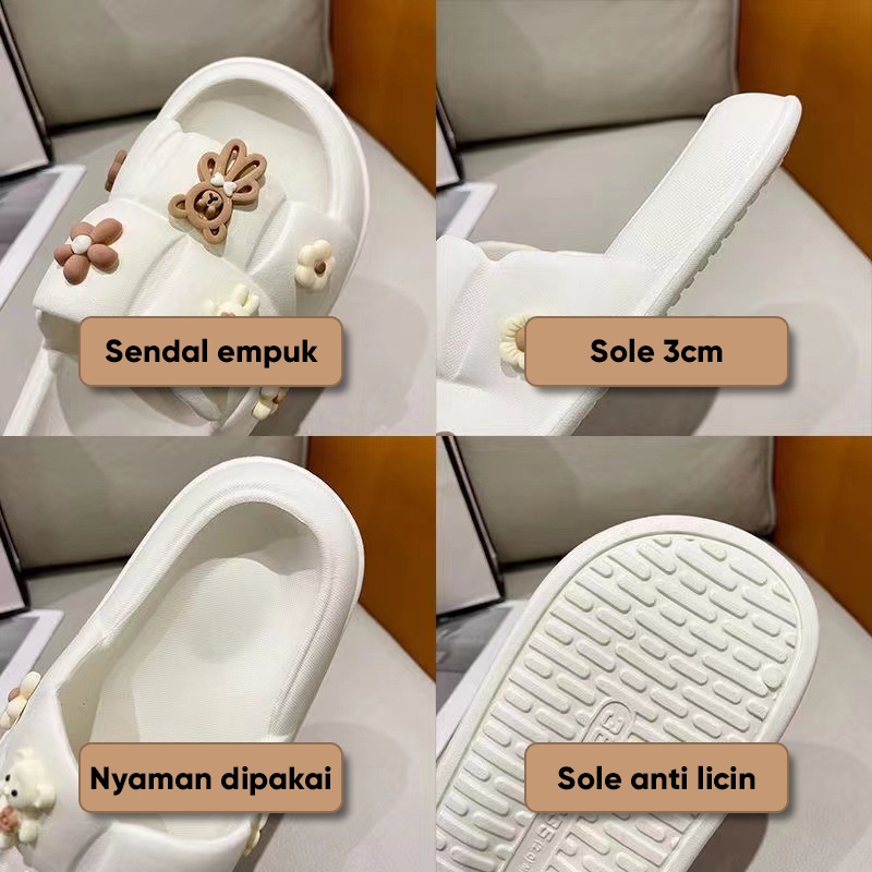 Lazy Bear Sandal Jelly Murah Anti Slip Rumah / Kamar Mandi H04 Sendal Slipper Empuk Comfy Pria Wanita Sandal Jelly Wanita Slop