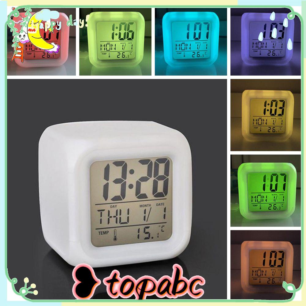 Top Jam Weker Meja Samping Tempat Tidur Dekorasi Rumah Lampu Malam Suhu Kalender Angka Clock LED Digital