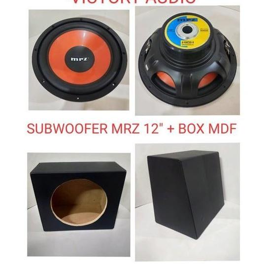 Paket Audio Mobil Subwoofer Plus Box Speaker Mdf Hitam Merk Mrz