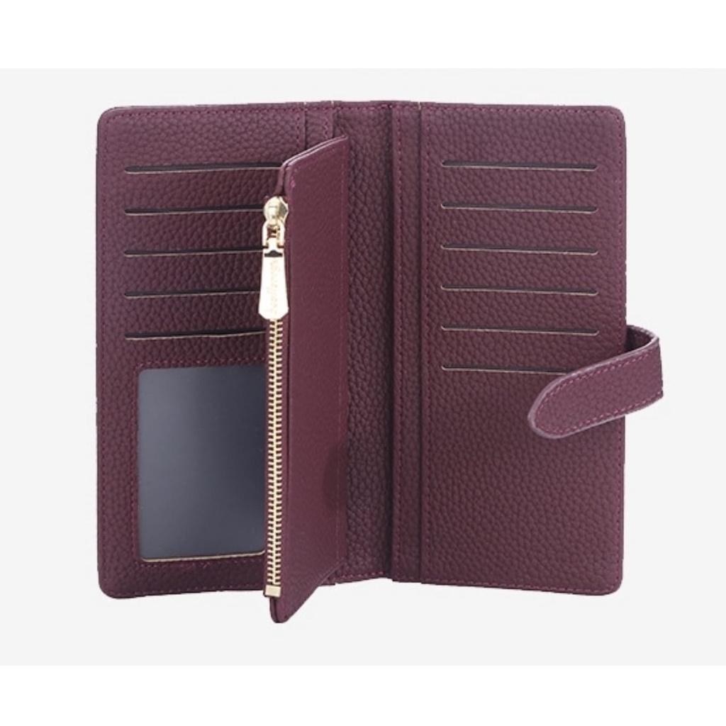 DOMPET LIPAT PANJANG WANITA KULIT BAELLERRY ORIGINAL BURGUNDY WA618M2 IMPORT KESACHI KOREA SLOT KARTU RESLETING UANG KOIN BRANDED REMAJA CEWEK KEKINIAN PREMIUM MURAH BATAM