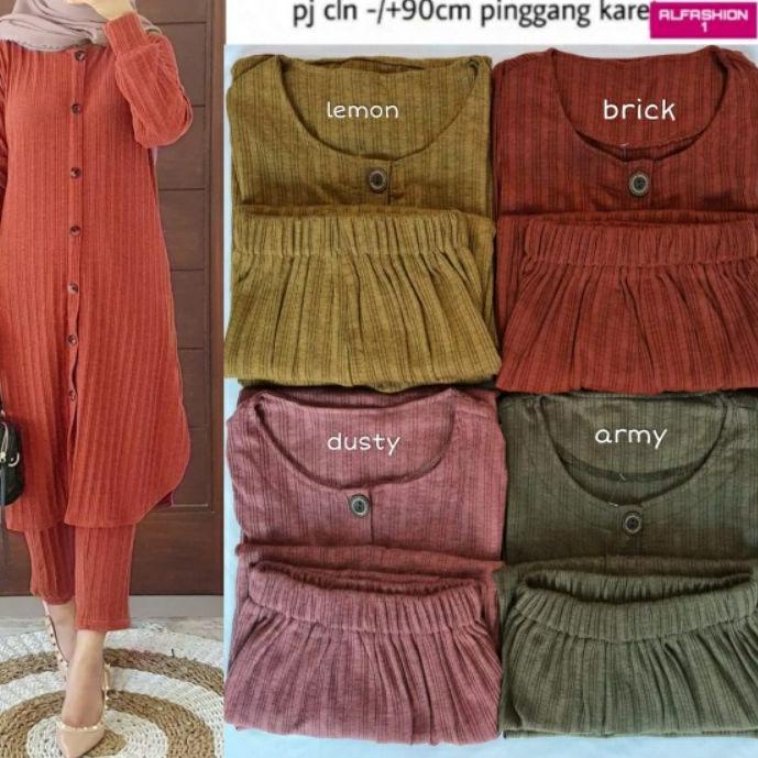 Baru Setelan Wanita Kaos Knit Rajut Import Tebal Adem Nyaman  Fashion Muslim Remaja Kekinian Savila 