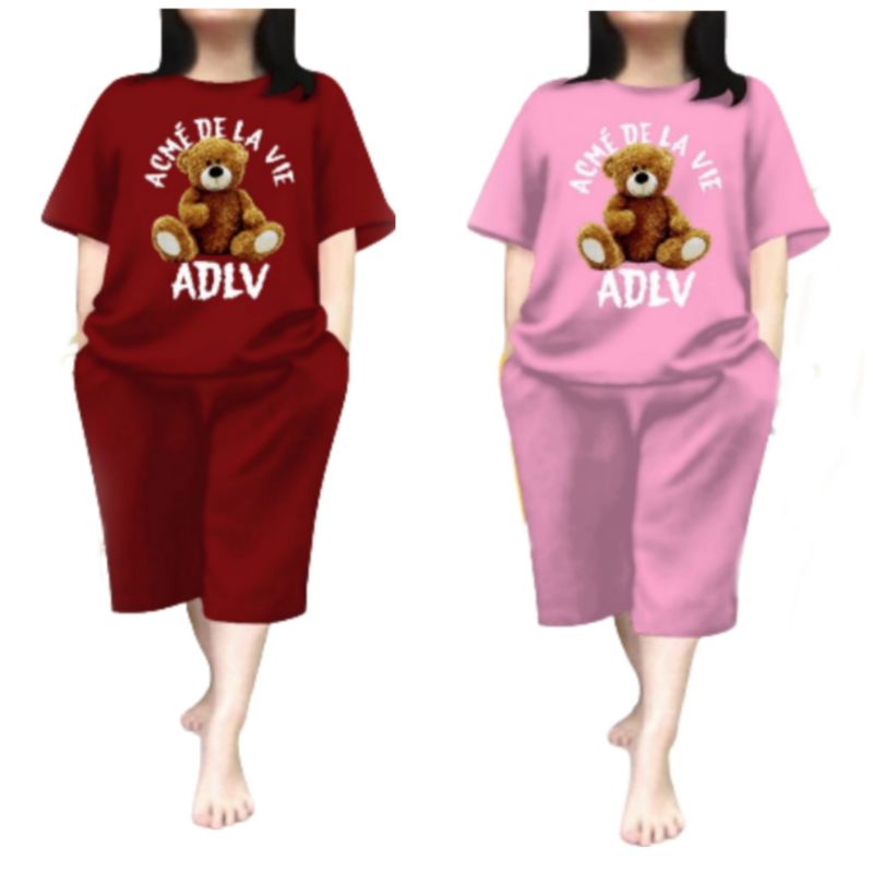 Baju Setelan Wanita Dewasa Jumbo Ld 115 Cm One Set Wanita Baju Kaos dan Celana Pendek Oversize 3/4 Baju Setelan Cewek Dewasa Terbaru 2023 Kekinian Stelan Wanita Dewasa Viral Set Bear