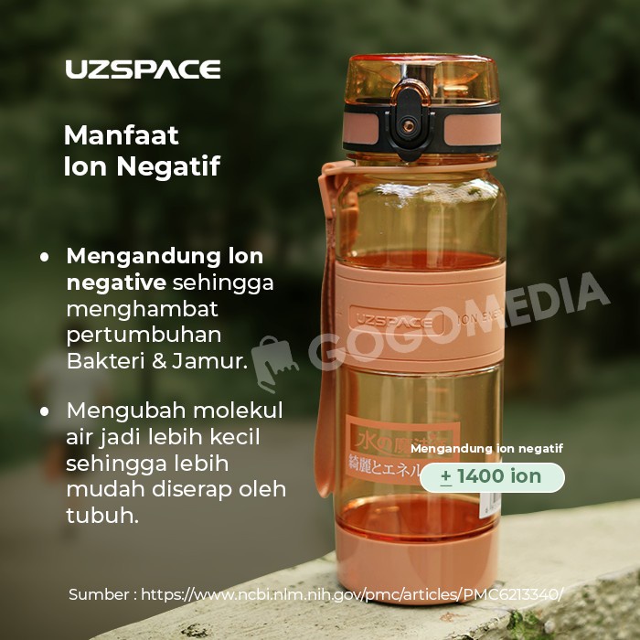 UZSPACE 5041 5042 Botol Air Minum Ion Kesehatan 1 Liter 1L 700ml Bahan Tritan BPA Free  Anti Tumpah Water Bottle Sport Olahraga Sepeda