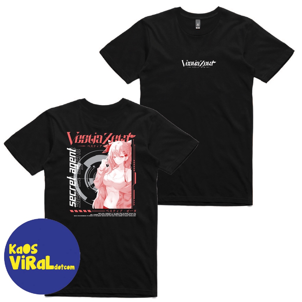 BAJU KAOS VTUBER ZETA VESTIA SECRET AGENT T-SHIRT DISTRO UNISEX