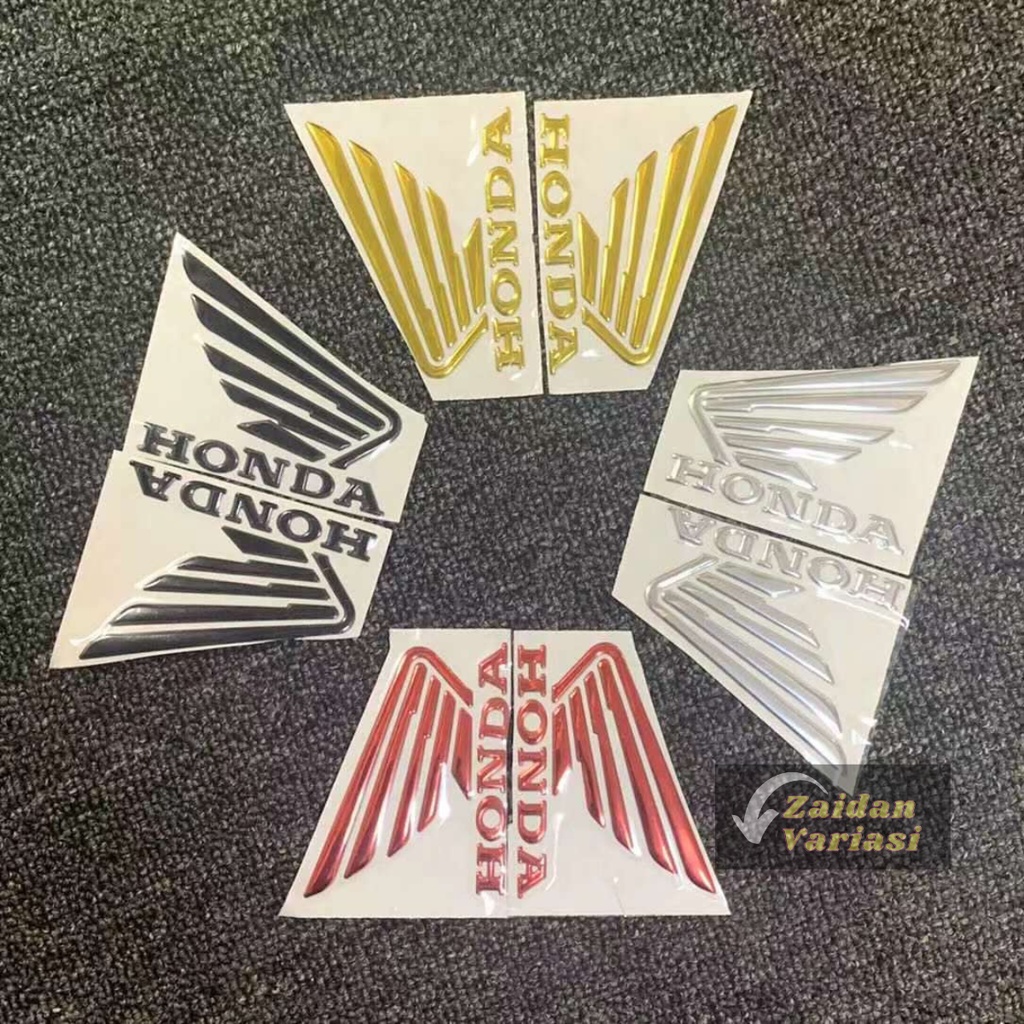 Emblem Sayap Vario 150 Honda Timbul Logo Wing Wings Sticker 2 Pcs Sepasang Kiri dan Kanan Krom Chrome Gold Red Black Silver Hitam Merah Emas Vario 150 Pcx Rc100 Astrea Star Prima C70 Original Ori