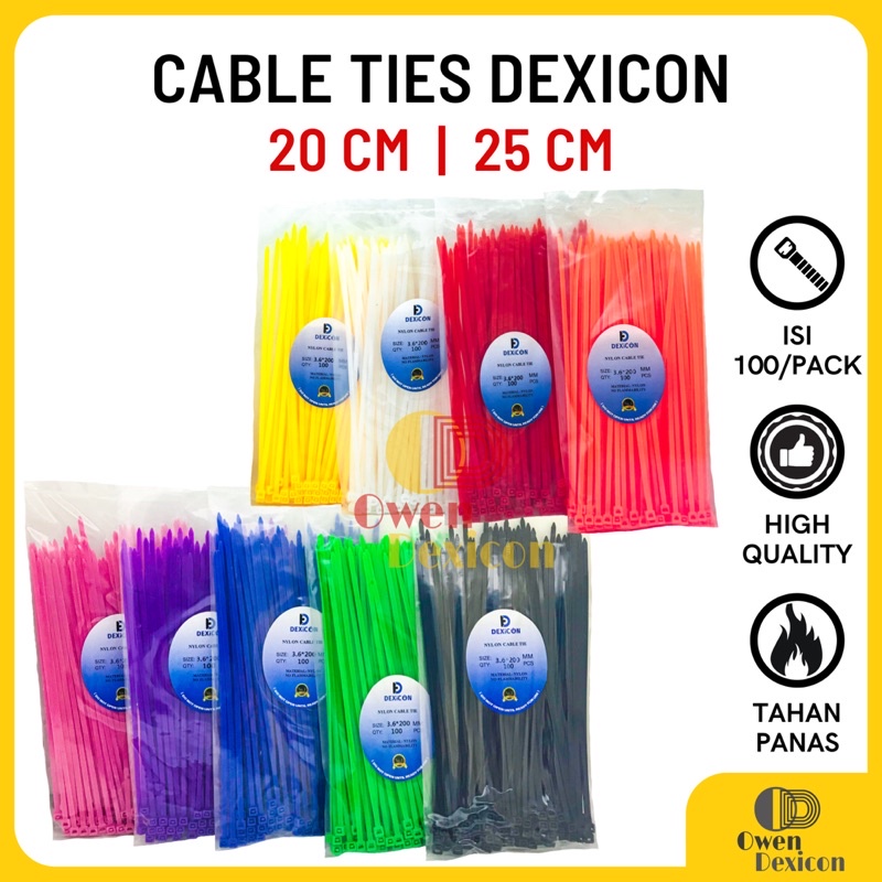 

Cable Ties 3,6mm X 20cm 25cm Dexicon/ Kabel Tie Tis MurahKuat / kabel pengikat panjang / isi 100 pcs