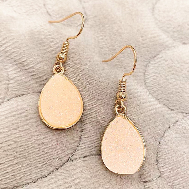 Chic Simulasi Druzy Earrings Tear Drop Menjuntai Anting