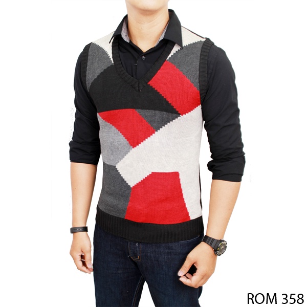 Crocheted Vests For Men Rajut Hitam – ROM 455