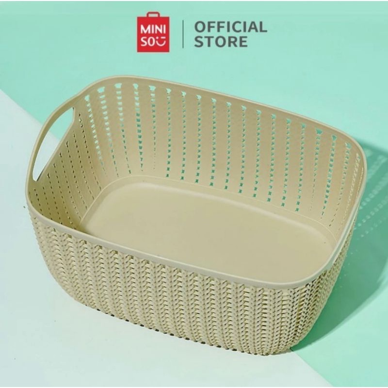 MINISO Keranjang Small Plaited Rectangular Storage Bucket