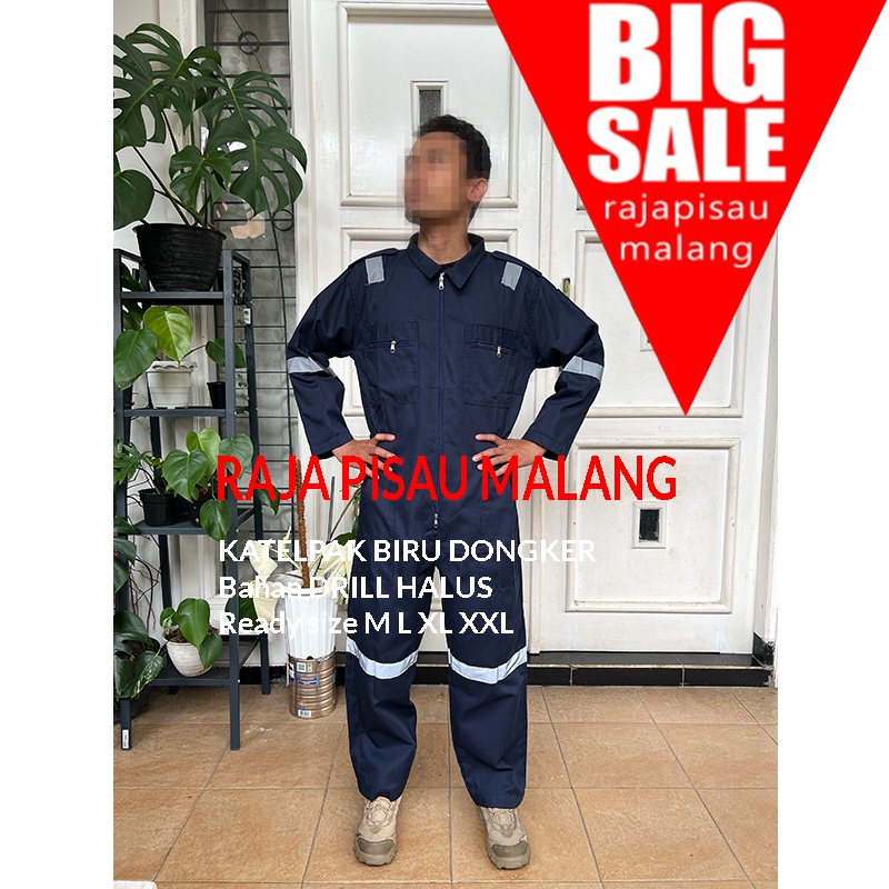 Katelpak Biru Polos/ Wearpak Terusan/ Coverall/ Seragam Proyek Dengan Skotlite