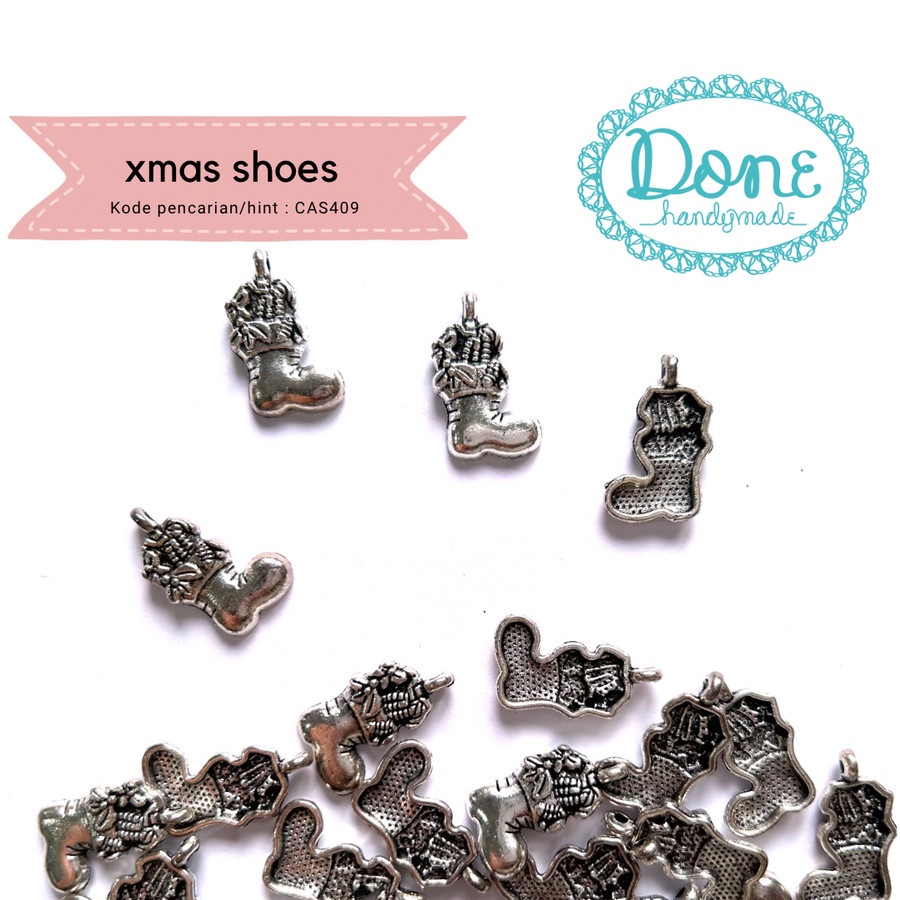 Done handymade charm christmas shoe charm natal dekorasi natal cas409