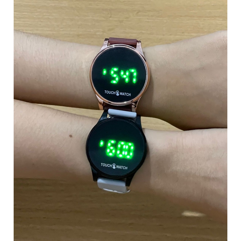 (SS)  Jam Tangan Digital Touch Watch Segi Strap Rubber TS -01 bulat