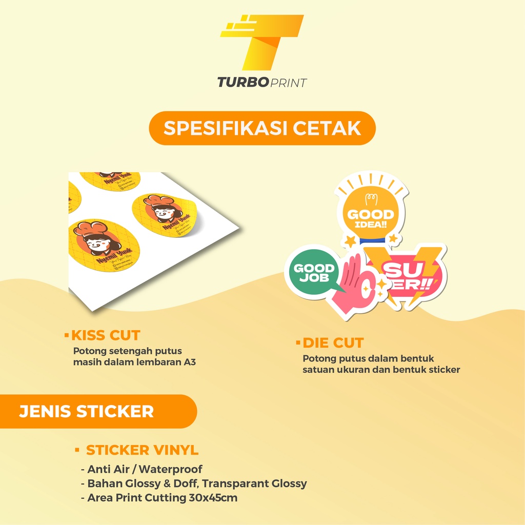 Cetak Stiker Label Makanan / Label Kemasan + Cutting / Cetak Sticker Label Vinyl A3+ 32 x 48 cm / Kemasan Produk Tahan Air / Custom Murah Bulat / Makanan Minuman