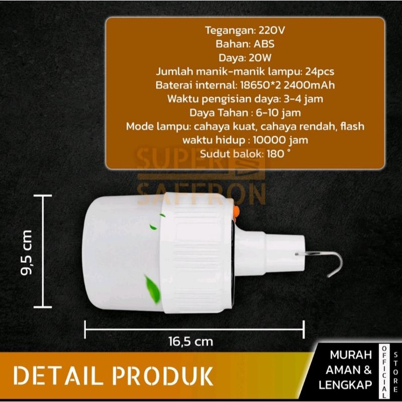 (Toko Rici) Lampu Tenda Camping Lampu Solar Emergency Charging Lamp 45 watt