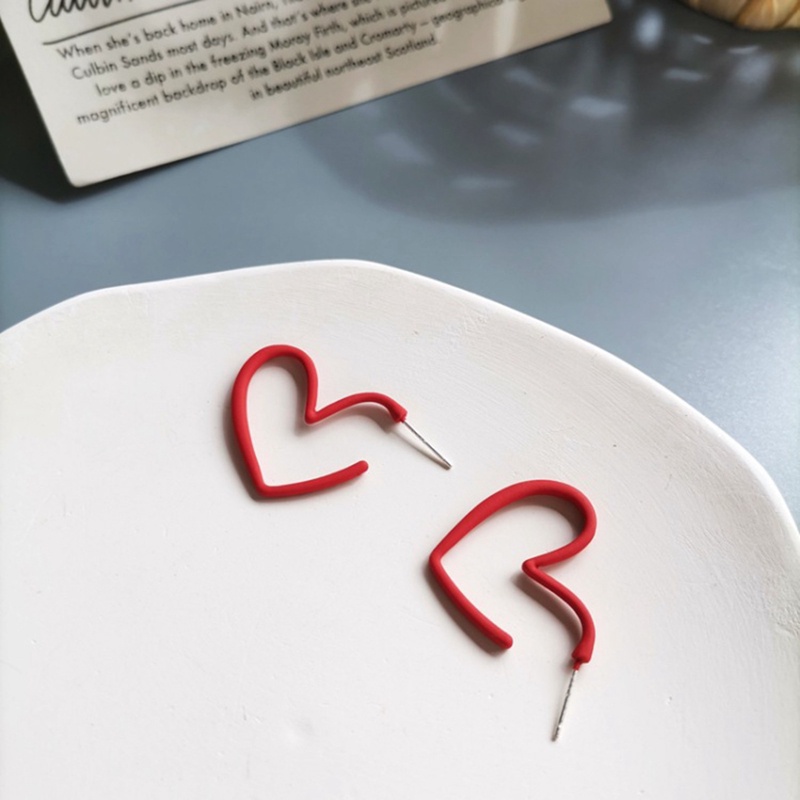 Daily Red Hearts Girls Hoop Earrings Love Anting Bohemian Lucu