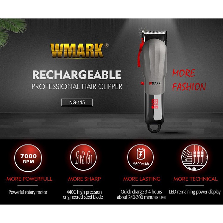 AKN88 - WMARK NG-115 - Professional Electric Hair Clipper Trimmer