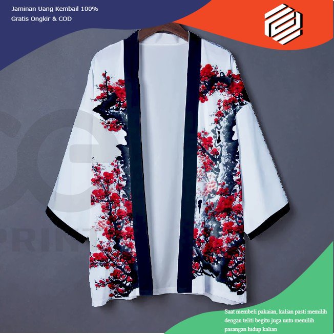 baju BAJU KIMONO WANITA / PRIA JEPANG BUNGA MERAH PINK outer