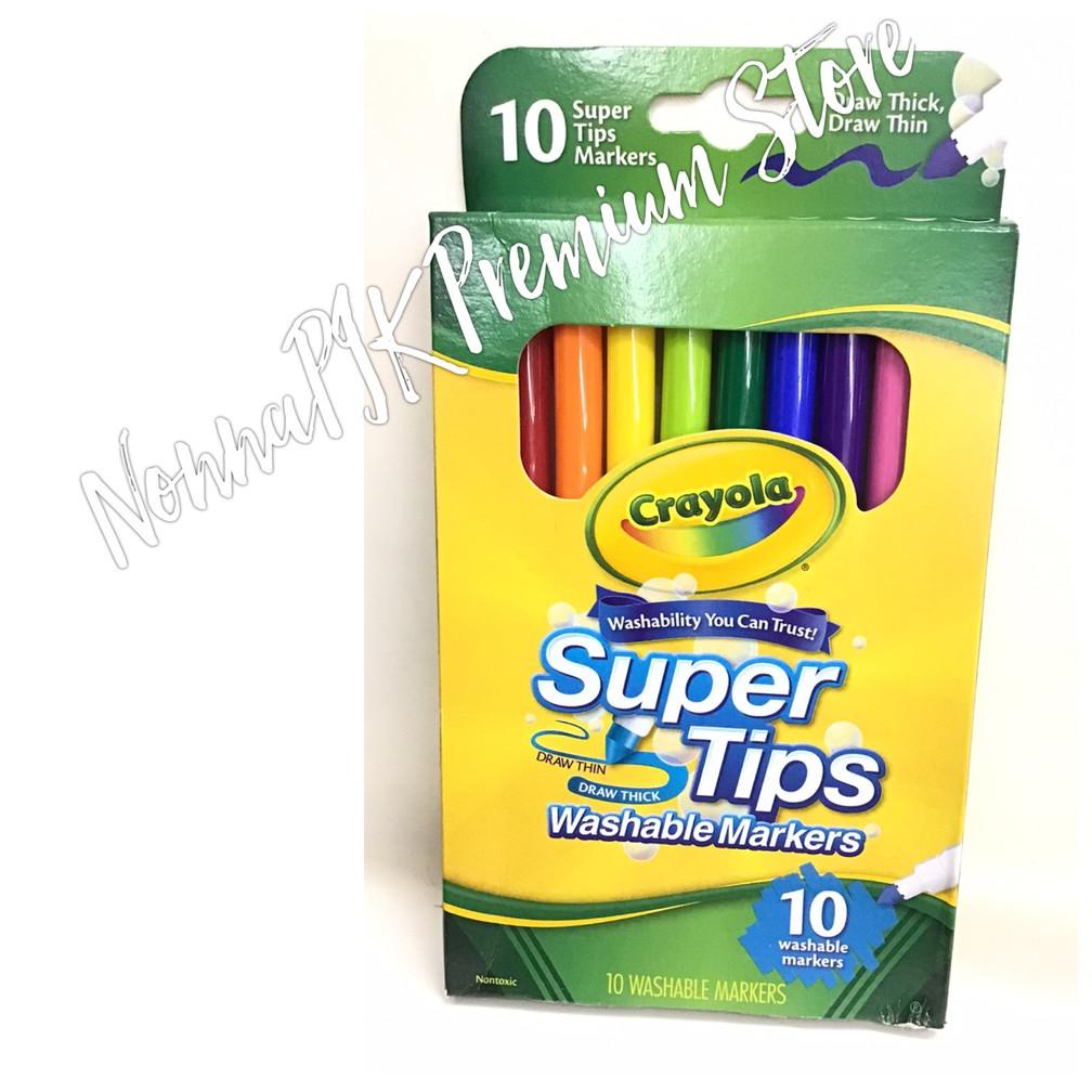 

CRAYOLA WASHABLE MARKERS SUPER TIPS - 10 COLORS TERLARISS...,,,,,