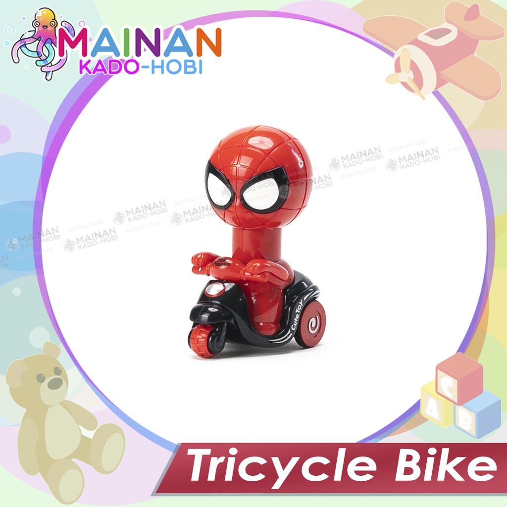 MAINAN ANAK PRESS CAR VESPA RODA 3 SEPEDA MOTOR SPIDERMAN